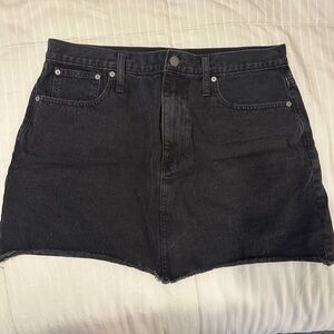 Madewell Black Raw Hem Denim Skirt